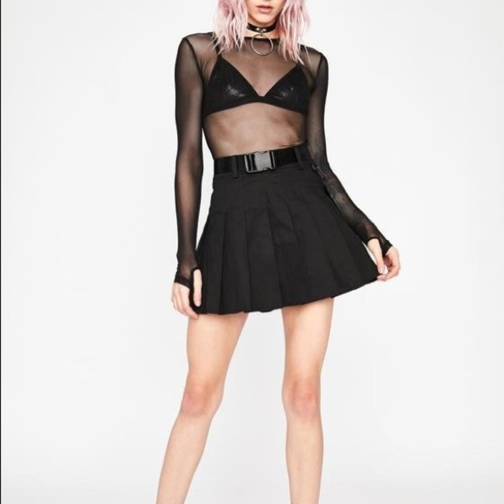 DOLLS KILL - CURRENT MOOD - Devious High Security utility Skirt in Black - Picture 4 of 8